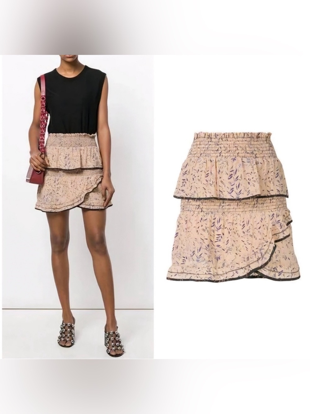 IRO Paris Jully 100% Silk Ruffle Mini Skirt – Size 36 (EU)